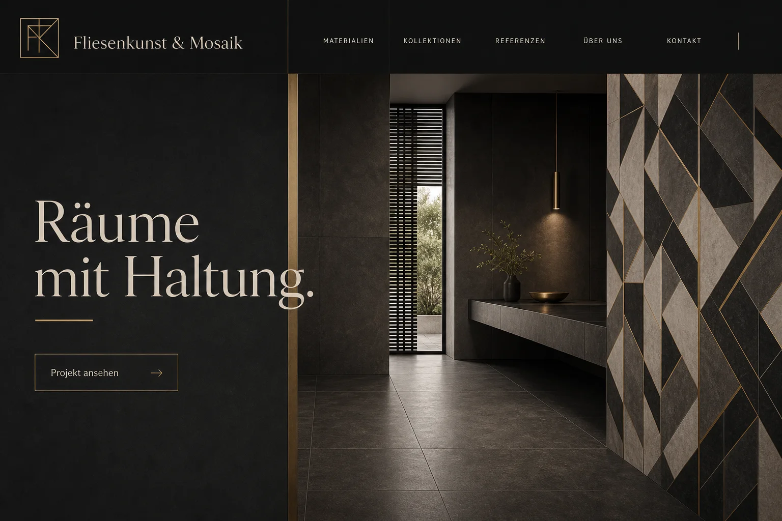 Website-Entwurf für Fliesenkunst und Mosaik