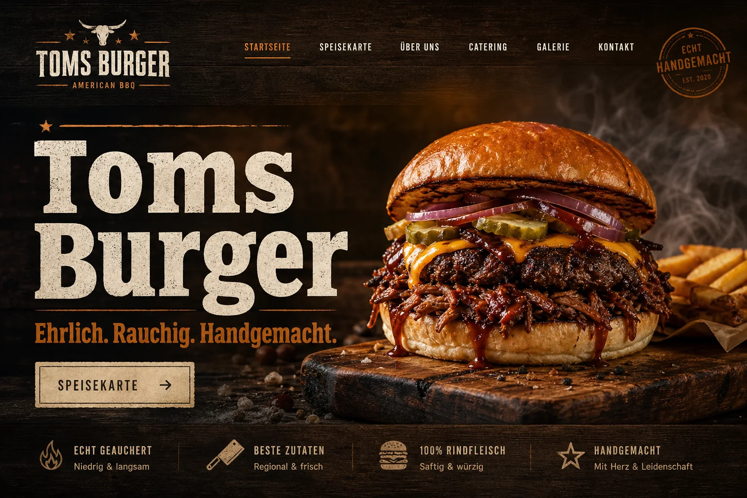 Website-Entwurf für Toms Burger